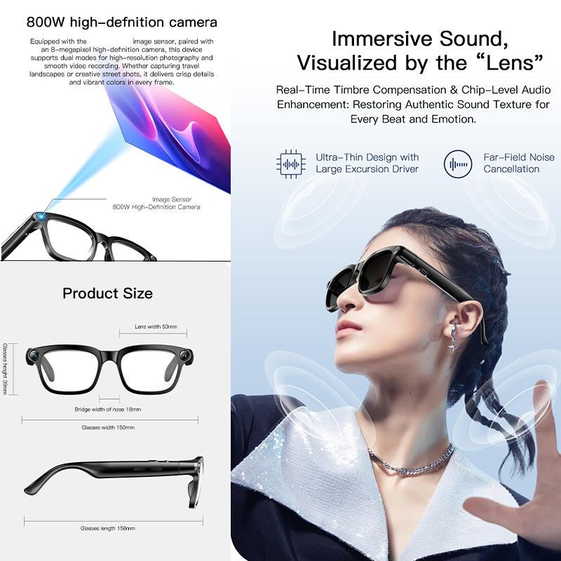New AI Smart Glasses 800W HD C - đánh giá và giá Audio Music Ai